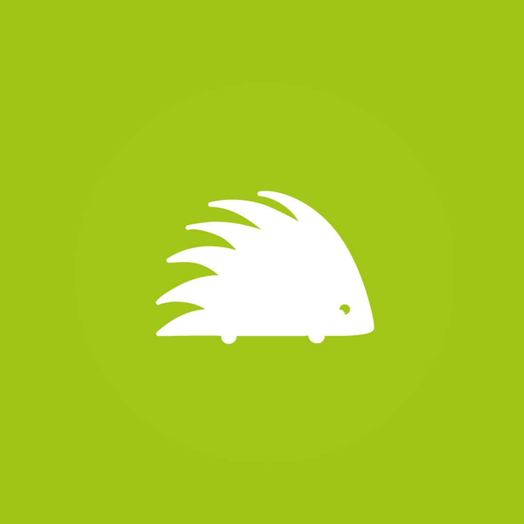 Logo illiwap — hérisson blanc sur fond vert, version flat 2D, identité visuelle de l'application territoriale