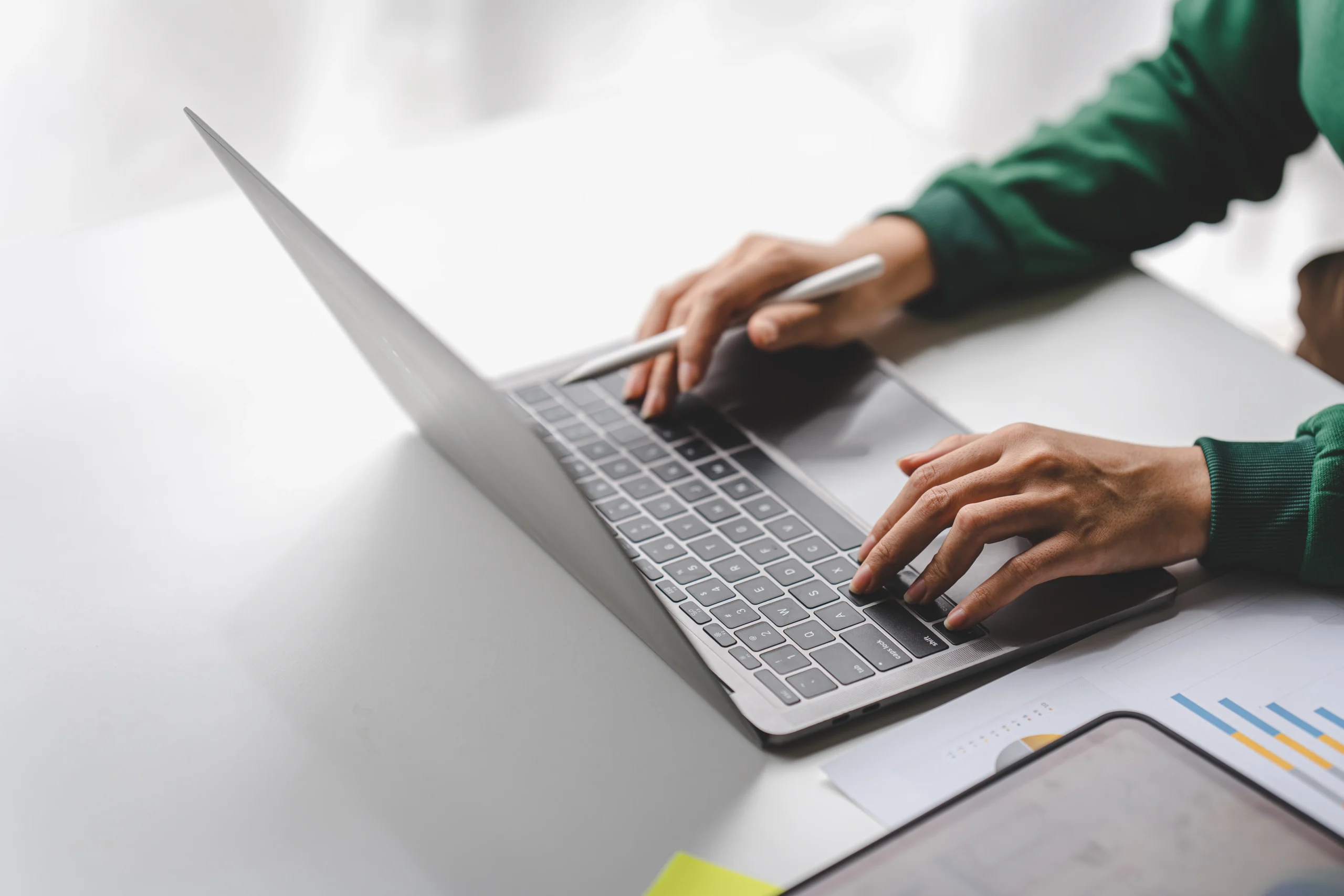 close up of young woman s hand typing on laptop co 2025 03 09 04 27 26 utc